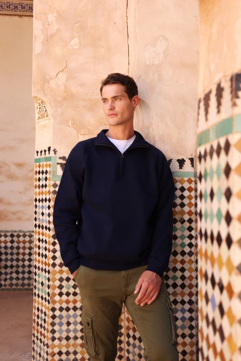 Bluza męska z krótkim zamkiem Iconic Premium Fruit of the Loom