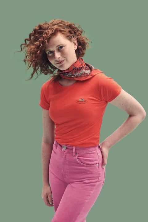 Koszulka damska Vintage z małym logo Fruit of the Loom