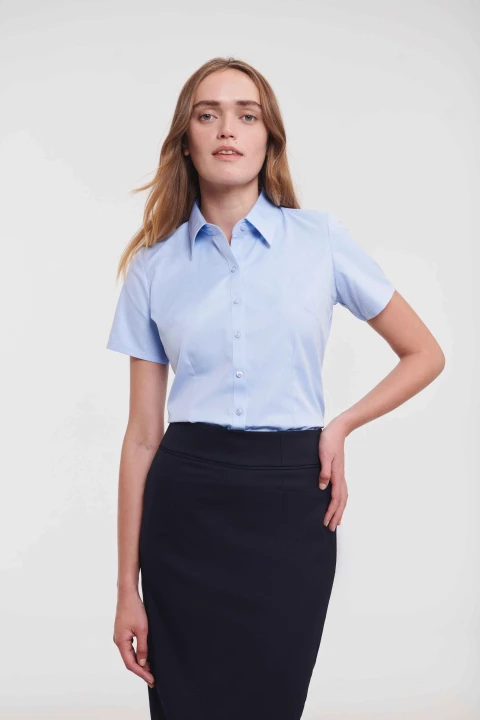 Koszula damska z krótkim rękawem w jodełkę Russell