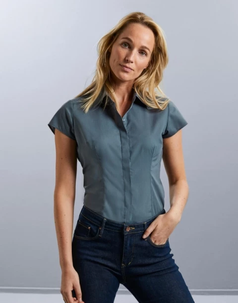 Koszula damska z krótkim rękawem z popeliny Russell
