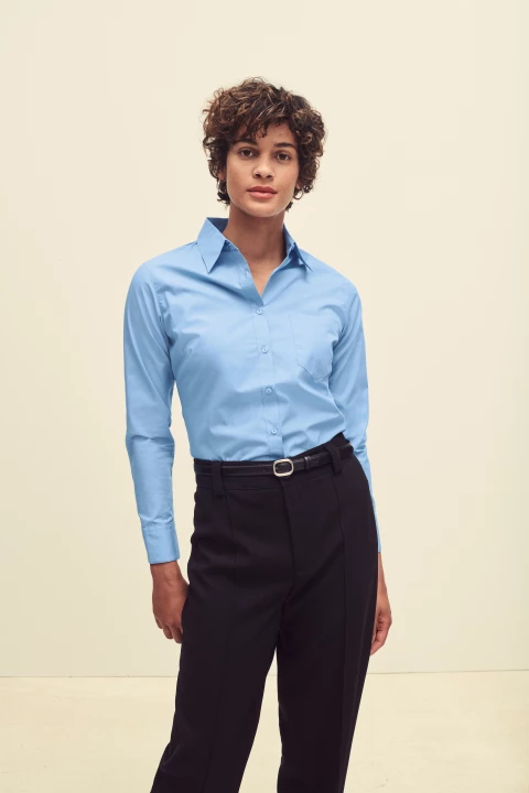 Koszula damska z długim rękawem z popeliny Fruit Of The Loom